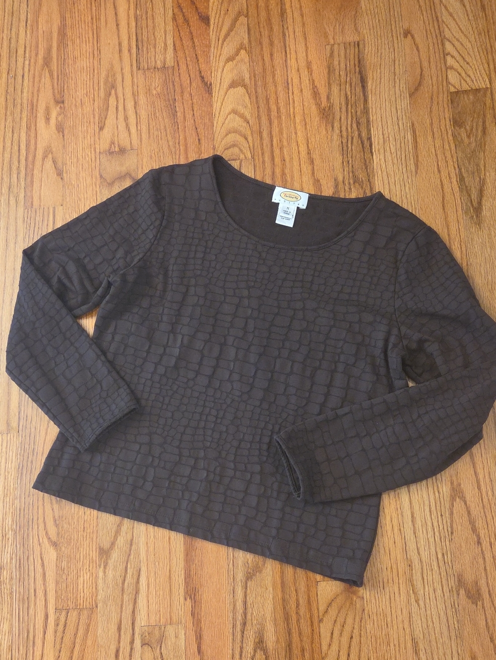 Talbots Dark Brown Croc-Pattern Top Size: MP